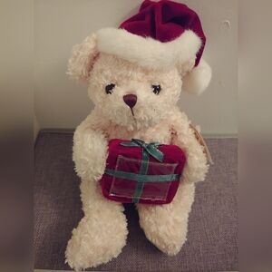 Christmas bear plush 12" with present picture